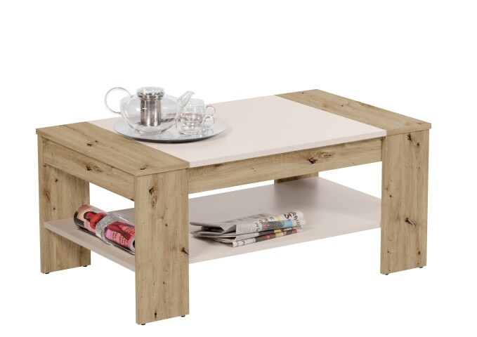 Couchtisch >Finley Plus< Schublade, Artisan Eiche Dekor, kaschmir - 100x44x58 (BxHxT)