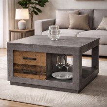 Couchtisch >Fulda< 2 Schübe, betonoxid, Old Style - 80x45,6x80cm (BxHxT)