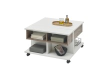 Couchtisch >Helen< höhenverstellbar, 4 Rollen, flagstaff, weiß - 75x44/67x75cm (BxHxT)