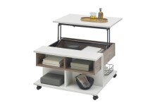 Couchtisch >Helen< höhenverstellbar, 4 Rollen, flagstaff, weiß - 75x44/67x75cm (BxHxT)