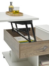 Couchtisch >Helen< höhenverstellbar, 4 Rollen, flagstaff, weiß - 75x44/67x75cm (BxHxT)