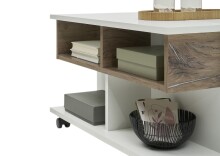 Couchtisch >Helen< höhenverstellbar, 4 Rollen, flagstaff, weiß - 75x44/67x75cm (BxHxT)