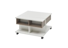 Couchtisch >Helen< höhenverstellbar, 4 Rollen, flagstaff, weiß - 75x44/67x75cm (BxHxT)
