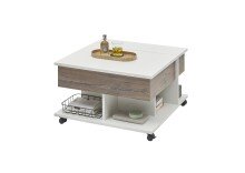 Couchtisch >Helen< höhenverstellbar, 4 Rollen, flagstaff, weiß - 75x44/67x75cm (BxHxT)