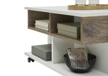 Couchtisch >Helen< höhenverstellbar, 4 Rollen, flagstaff, weiß - 75x44/67x75cm (BxHxT)