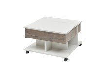 Couchtisch >Helen< höhenverstellbar, 4 Rollen, flagstaff, weiß - 75x44/67x75cm (BxHxT)