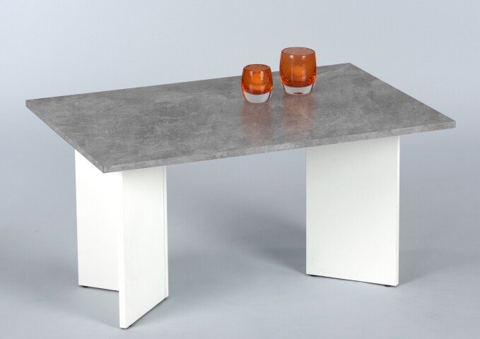 Couchtisch >Minimal< in beton Dekor, weiß - 86x44x58cm (BxHxT)
