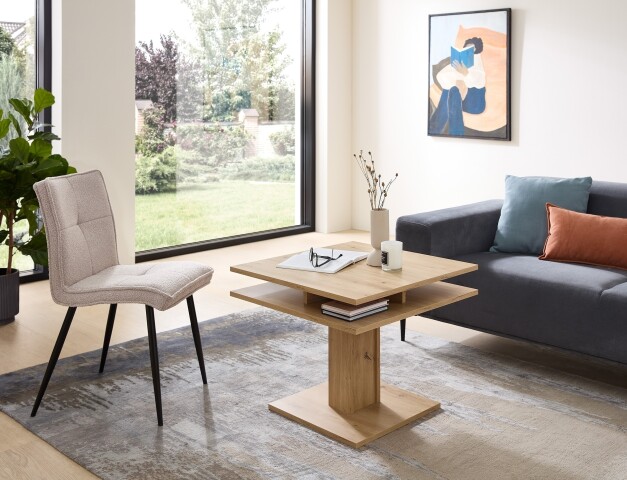 Couchtisch >Peer< höhenverstellbar bis 77cm, Artisan Eiche Dekor