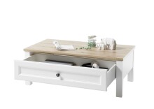 Couchtisch >Toskana< Schublade, Artisan Eiche Dekor, weiß - 110x41x60 (BxHxT)