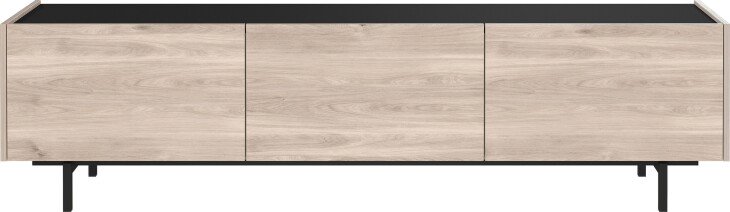 Lowboard >CANTORIA< 3 Klappen, Castello-Eiche-Dekor / Schwarz - 184x48x40cm (BxHxT)