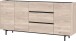 Sideboard >CANTORIA< 3 Türen, 3 Schübe, Castello-Eiche-Dekor/ Schwarz - 190x88x40cm (BxHxT)