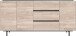 Sideboard >CANTORIA< 3 Türen, 3 Schübe, Castello-Eiche-Dekor/ Schwarz - 190x88x40cm (BxHxT)