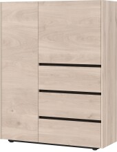Highboard >CANTORIA< 2 Türen, 3 Schübe, Castello-Eiche-Dekor/Schwarz - 109x150x40cm (BxHxT)