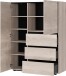 Highboard >CANTORIA< 2 Türen, 3 Schübe, Castello-Eiche-Dekor/Schwarz - 109x150x40cm (BxHxT)