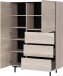 Highboard >CANTORIA< 2 Türen, 3 Schübe, Castello-Eiche-Dekor/Schwarz - 109x150x40cm (BxHxT)