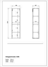 Hängeschrank >CANTORIA< 3 Böden, 1 Tür, Castello-Eiche-Dekor / Schwarz - 36x134x29cm (BxHxT)