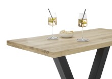 Bartisch >Duke< in Eiche, schwarz, Massivholz, Metall - 120x104x60cm (BxHxT)