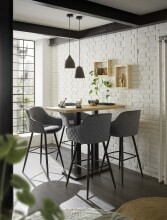 Bartisch >Jay< in Eiche, schwarz, Massivholz, Metall - 120x104x60cm (BxHxT)