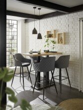 Bartisch >Jay< in Eiche, schwarz, Massivholz, Metall - 120x104x60cm (BxHxT)