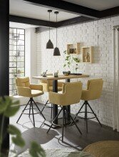 Bartisch >Jay< in Eiche, schwarz, Massivholz, Metall - 120x104x60cm (BxHxT)