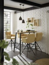 Bartisch >Kent< in Eiche, schwarz, Massivholz, Metall - 120x104x60cm (BxHxT)