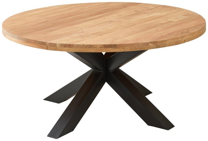 Esstisch >Brad< in Akazie, schwarz, Massivholz, Metall - 75x160cm (HxD)