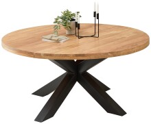 Esstisch >Brad< in Akazie, schwarz, Massivholz, Metall - 75x160cm (HxD)