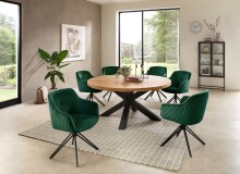 Esstisch >Brad< in Akazie, schwarz, Massivholz, Metall - 75x160cm (HxD)