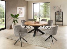 Esstisch >Brad< in Akazie, schwarz, Massivholz, Metall - 75x160cm (HxD)