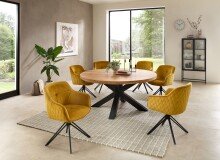 Esstisch >Brad< in Akazie, schwarz, Massivholz, Metall - 75x160cm (HxD)