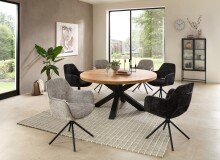 Esstisch >Brad< in Akazie, schwarz, Massivholz, Metall - 75x160cm (HxD)