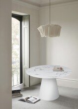 Esstisch >Brandon< in marmoriert weiß, MDF, Melamin - 75x120cm (HxD)