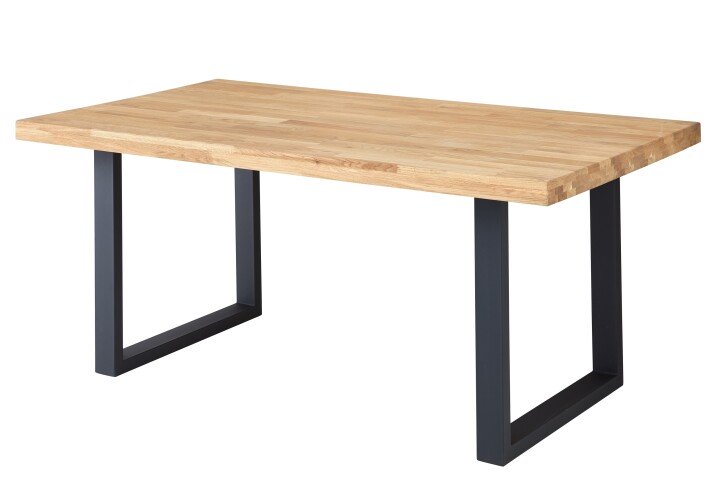 Esstisch >Chris U< in Eiche, schwarz, Massivholz, Metall - 180x76x100cm (BxHxT)