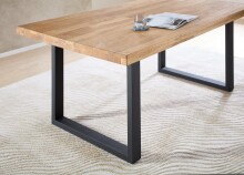 Esstisch >Chris U< in Eiche, schwarz, Massivholz, Metall - 180x76x100cm (BxHxT)
