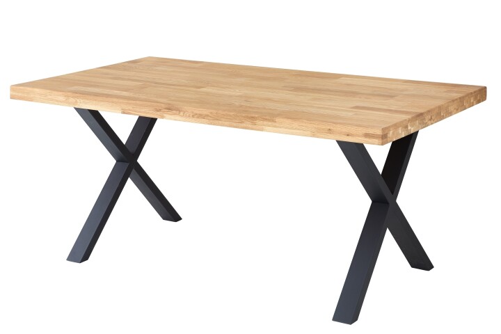 Esstisch >Chris X< in Eiche, schwarz, Massivholz, Metall - 180x76x100cm (BxHxT)