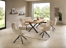 Esstisch >Chris X< in Eiche, schwarz, Massivholz, Metall - 180x76x100cm (BxHxT)