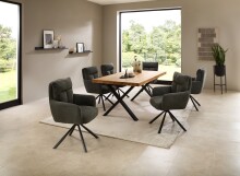 Esstisch >Chris X< in Eiche, schwarz, Massivholz, Metall - 180x76x100cm (BxHxT)