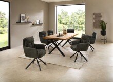 Esstisch >Chris X< in Eiche, schwarz, Massivholz, Metall - 180x76x100cm (BxHxT)