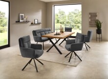 Esstisch >Chris X< in Eiche, schwarz, Massivholz, Metall - 180x76x100cm (BxHxT)