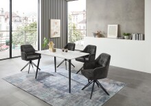 Esstisch >Cody< in weiß, schwarz, Keramik, Metall - 140x76x80cm (BxHxT)