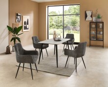 Esstisch >Cody< in weiß, schwarz, Keramik, Metall - 140x76x80cm (BxHxT)