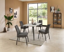 Esstisch >Cody< in weiß, schwarz, Keramik, Metall - 140x76x80cm (BxHxT)