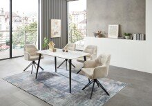 Esstisch >Cody< in weiß, schwarz, Keramik, Metall - 140x76x80cm (BxHxT)