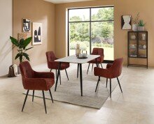 Esstisch >Cody< in weiß, schwarz, Keramik, Metall - 140x76x80cm (BxHxT)