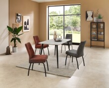 Esstisch >Cody< in weiß, schwarz, Keramik, Metall - 140x76x80cm (BxHxT)