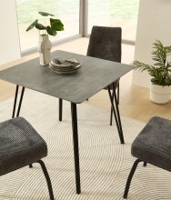 Esstisch >Fiete< in beton Dekor, schwarz, MDF, Metall - 80x75x80cm (BxHxT)