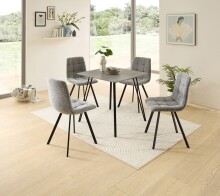 Esstisch >Fiete< in beton Dekor, schwarz, MDF, Metall - 80x75x80cm (BxHxT)