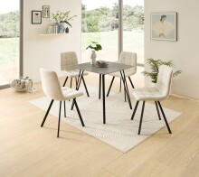 Esstisch >Fiete< in beton Dekor, schwarz, MDF, Metall - 80x75x80cm (BxHxT)