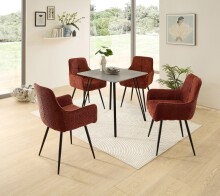 Esstisch >Fiete< in beton Dekor, schwarz, MDF, Metall - 80x75x80cm (BxHxT)