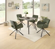 Esstisch >Fiete< in beton Dekor, schwarz, MDF, Metall - 80x75x80cm (BxHxT)